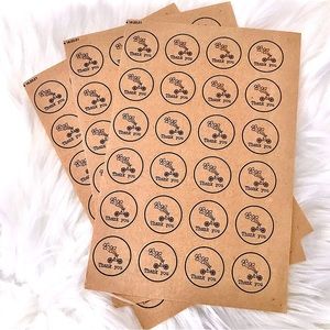 💜10/$25💜NEW 72 Thank You Craft Paper Round Stickers